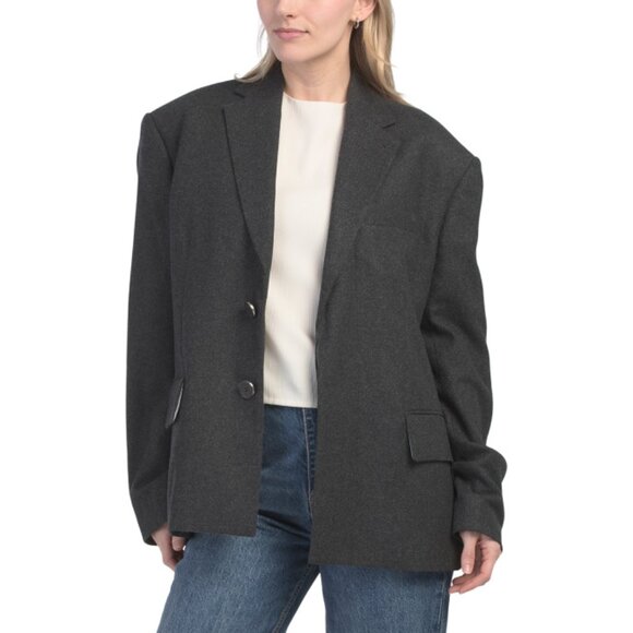 HELMUT LANG Charcoal Wool Blend Driver Blazer